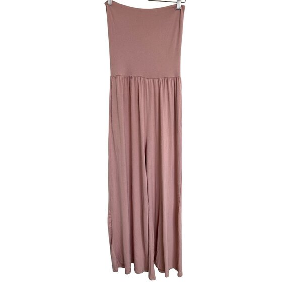Doublju Pants - Doublju Dusty Rose Strapless Lounge Jumpsuit